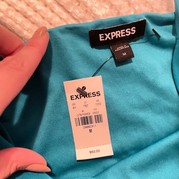 EXPRESS Blue Green Teal Sleeveless Mini Dress NWT - Picture 7 of 8